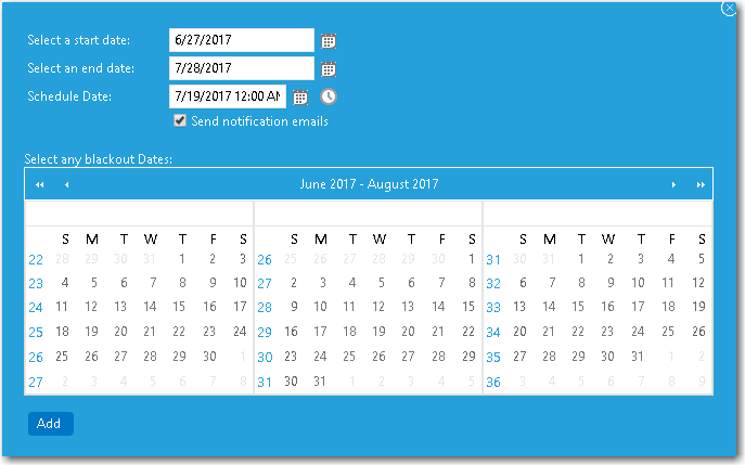 Add Users Wizard / Calendar Panel
